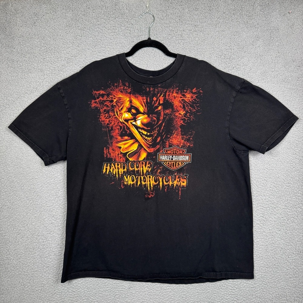 Harley‎ Davidson Shirt Mens 2XL Black Hard Core Motorcycles Evil Clown